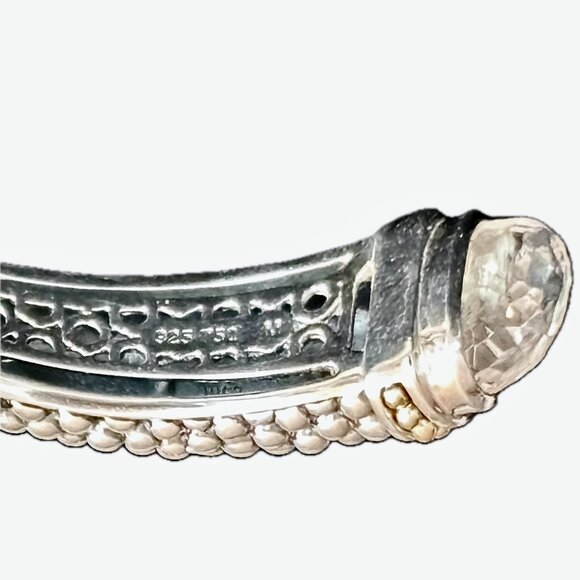 Lagos Rittenhouse White Topaz Cuff Bracelet 12mm Sterling Silver 18k Gold Sz 7/M - Picture 10 of 15